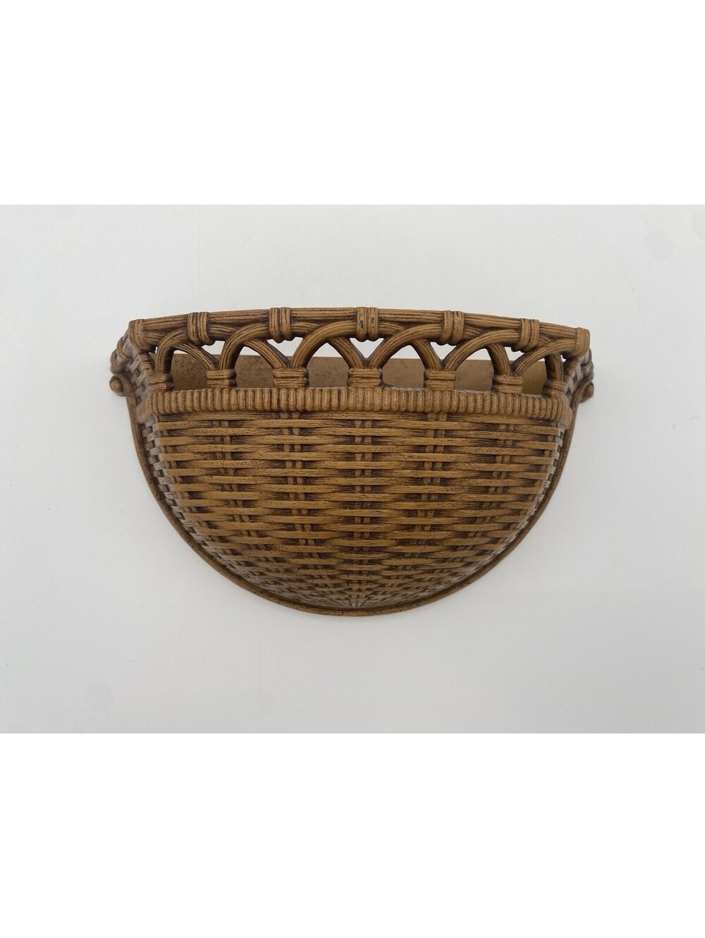 Homco Brown Wicker Basket Pattern Interior Wall Pocket Planter - VTG 1978